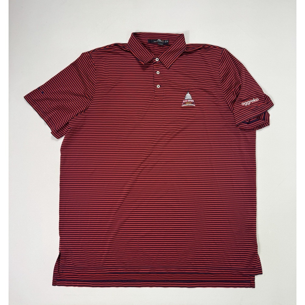 RLX Ralph Lauren Men 2XL Golf Polo US Open Congressional 2011 Tech Red Navy Blue